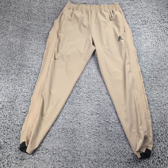 Adidas Pants Adult Medium Beige Tapered Leg Athleisure Sweatpants Gym Training - Picture 3 of 9